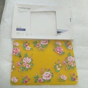 Hard shell MacBook yellow with rose print case retina 15 in
